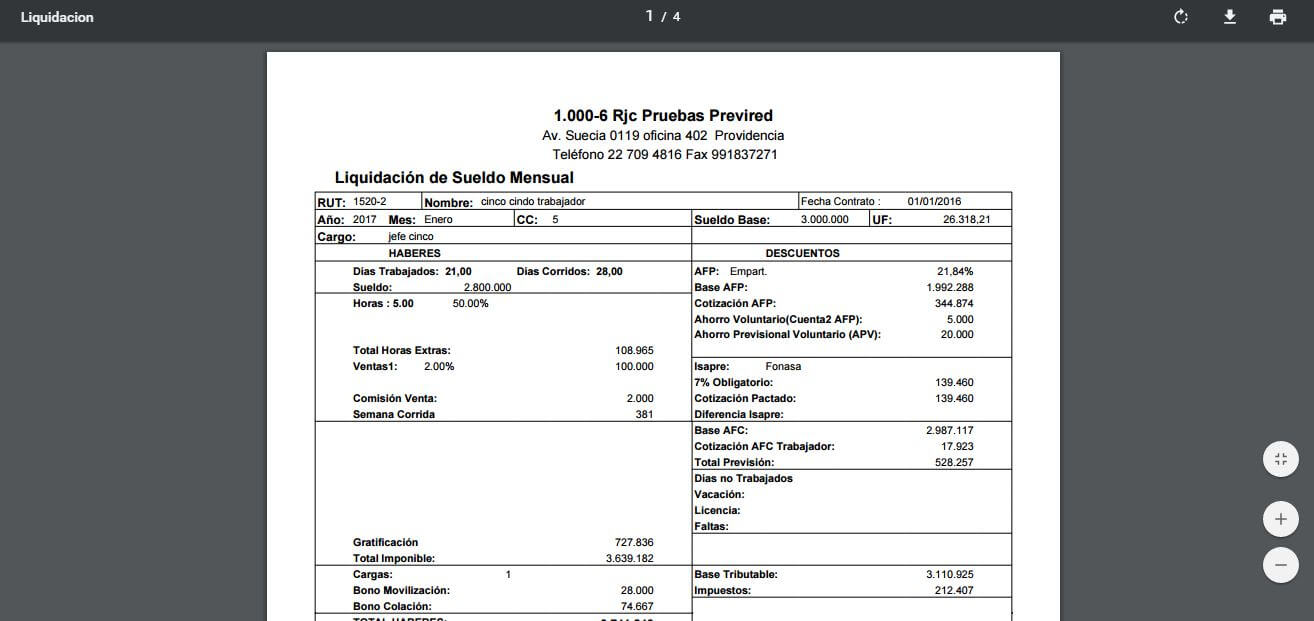 imprimir liquidacion de sueldo trabajador